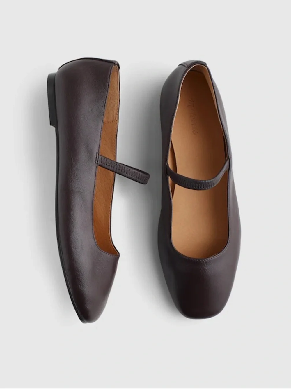 NWOB Madewell Greta Ballet Flat Coffee Bean Leather Mary Jane NX041 - Picture 1 of 11